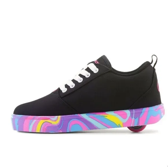 HEELYS Sneakers Pro 20 NWT Rainbow Wheeled Shoes Multicolor Pink Black Size 5 - Picture 4 of 11